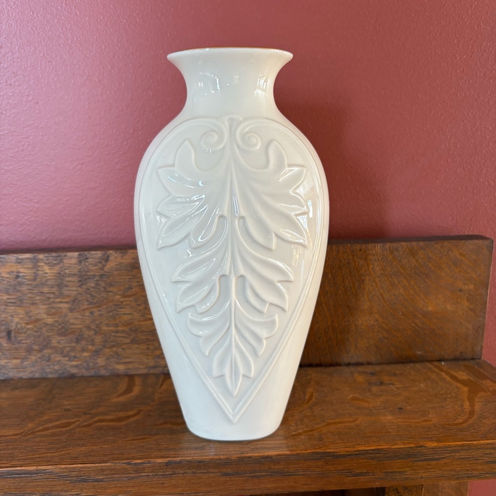 Vintage Lenox Vase Raised Leaf Pattern USA